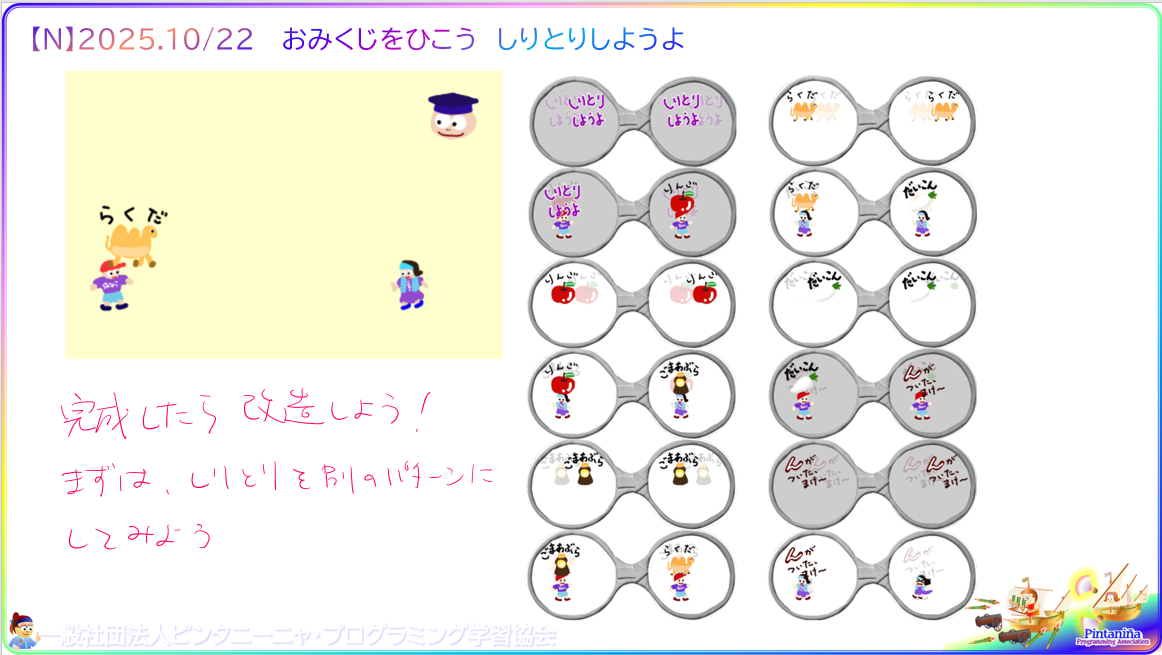 １年生対象のＮコース、今週の授業内容